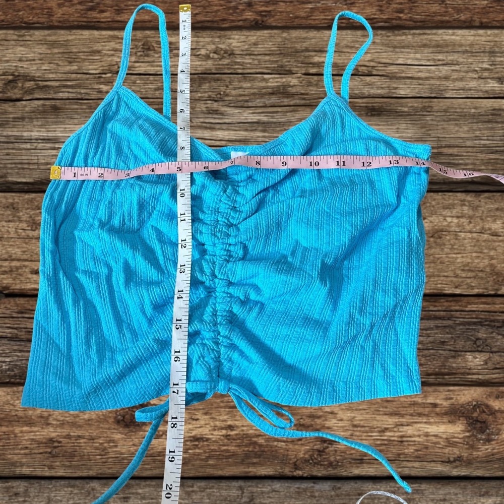 Abound Blue River Ruched Front Cinch Camisole Tank Top Y2K 90s Coastal Beach‎ M - Picture 5 of 10